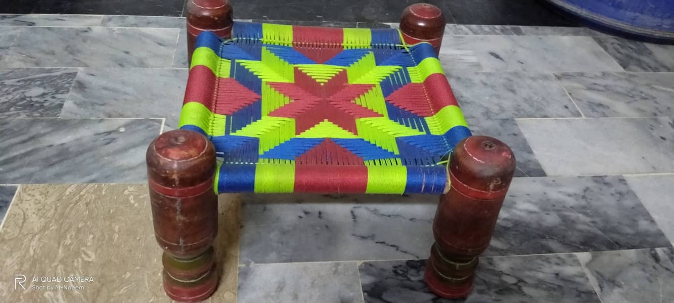 Manjhi Wood Stool Handmade Charpai Khat 0