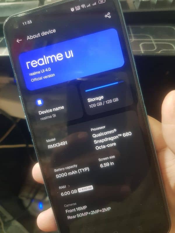 Realme 9i 6/128 with box charger 9.5/10 condition 4