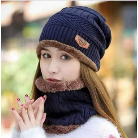 Woolen Winter Cap Face Mask Neck Warmer for Women and Girls 3