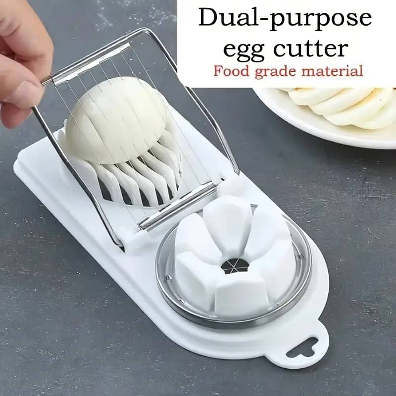 Durable Plastic Base, Kitchen Gadget for Hard Boiled Eggs - Slices 1