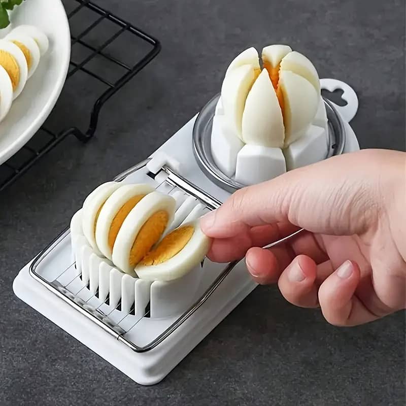 Durable Plastic Base, Kitchen Gadget for Hard Boiled Eggs - Slices 3