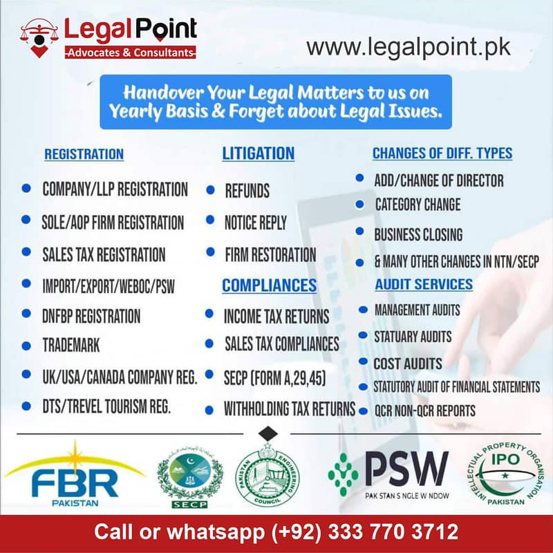 Company & Firm Registrations, Company Tax Returns, FBR, SECP, NTN Reg 2