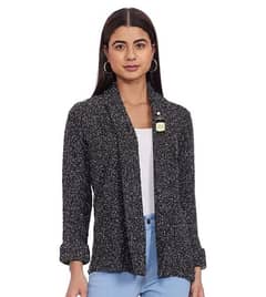 Stylesh Woman's Stitched Grey Wool Blazer 1 Pcs Plain Pattern