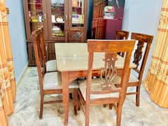 Dining table set / 6 Seater / marble top table / wooden chair/