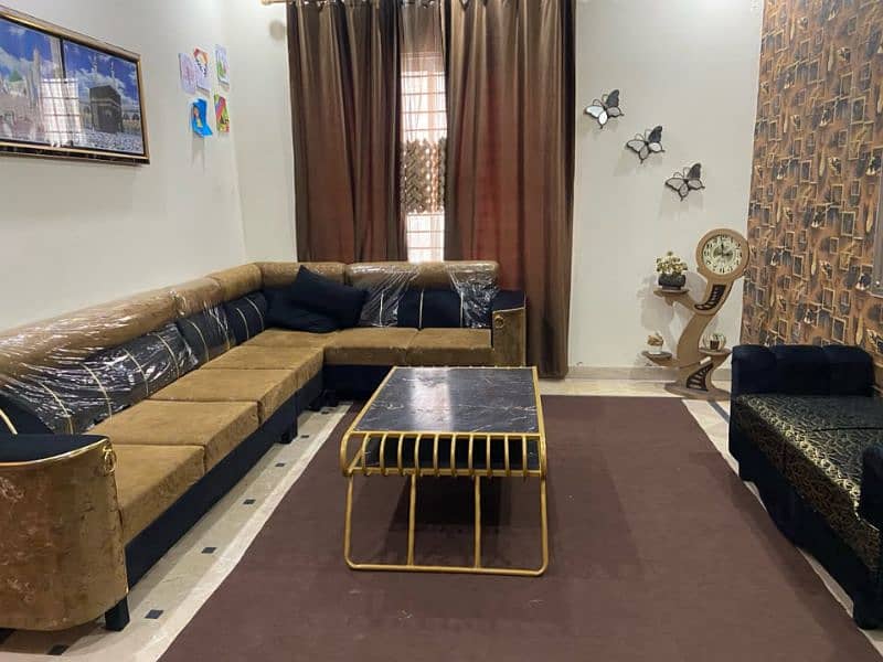 beautiful seven seater sofa black and golden 6