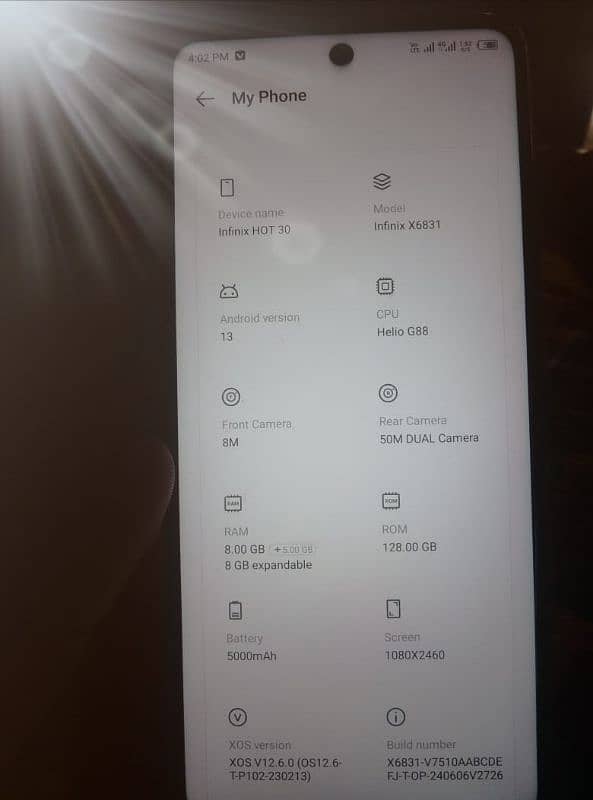 Infinix hot 30 8+8/128 with box no open repair exchange gaming phone 4