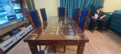 8 seater Dining table with glass