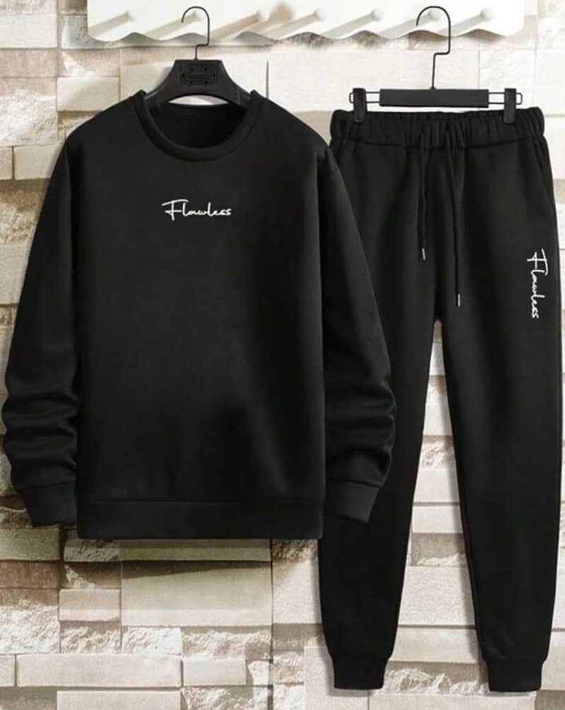 Men's Printed Fleece Hoodie Track Suit - 2 Pcs Set 12