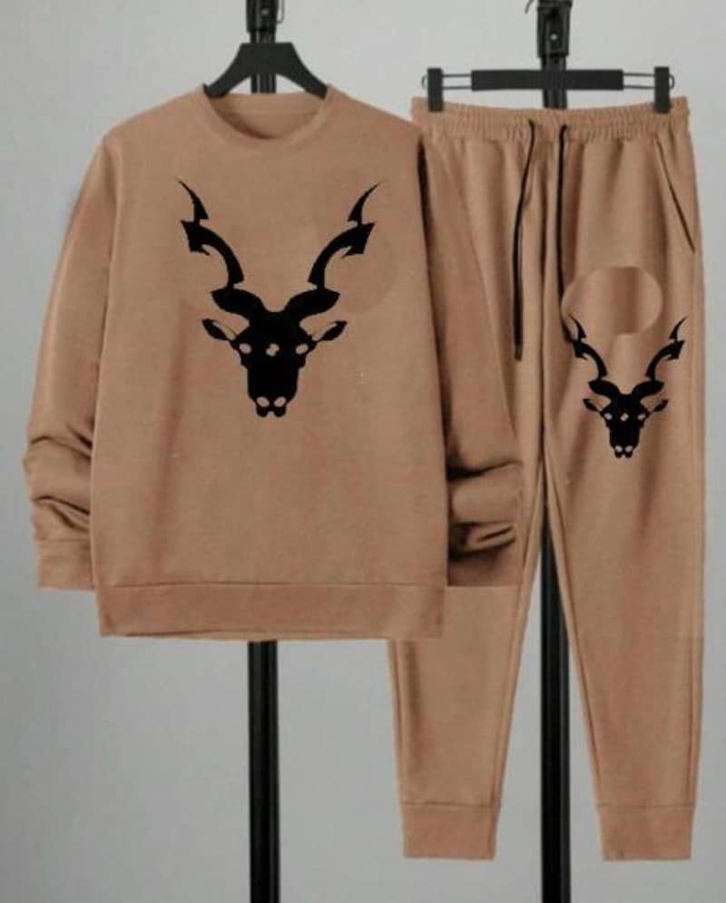 Men's Printed Fleece Hoodie Track Suit - 2 Pcs Set 13