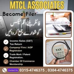 Income tax Return , Sales Tax, Become Active Filer  , Tax Consultant