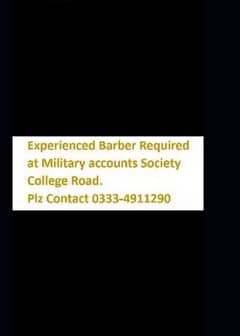 experienced and fresh Barber required