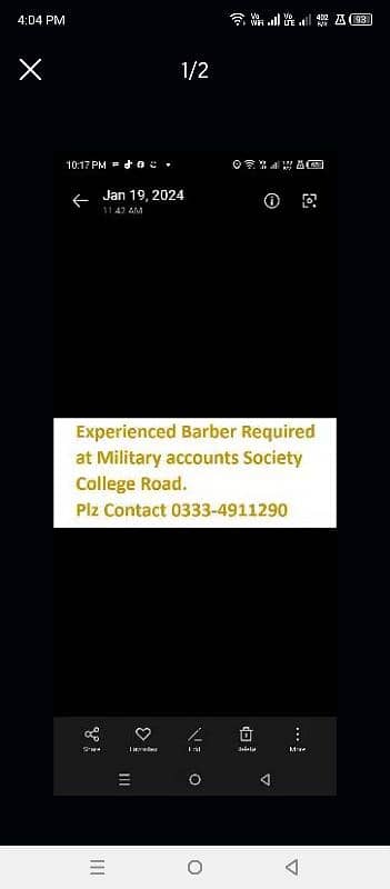 experienced and fresh Barber required 1