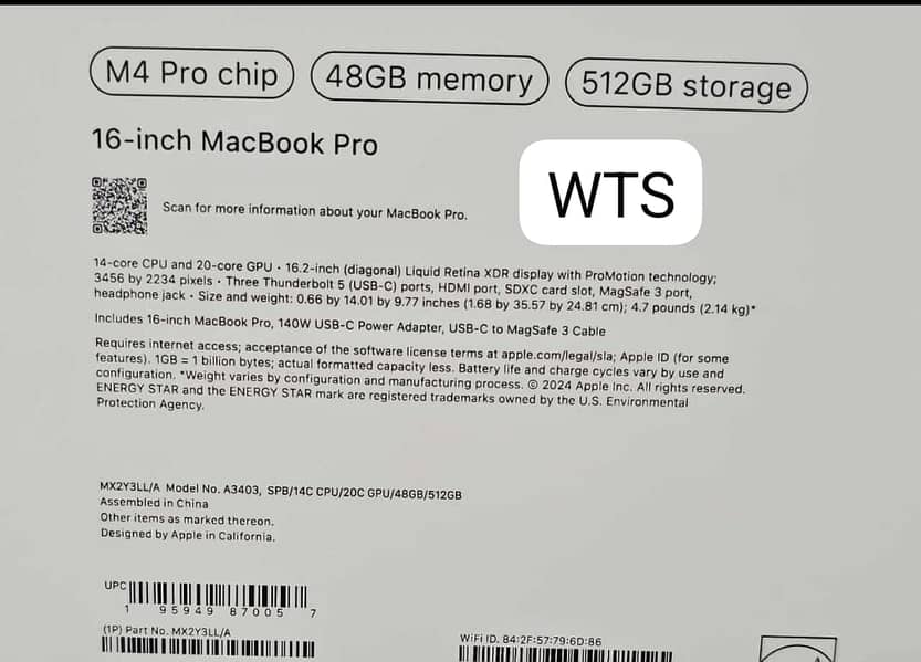 Apple MacBook Pro 16 MX2Y3 48GB 512GB SSD 16-Inch Space Black, 2024 0