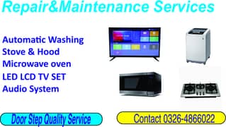 Automatic Washing Stove & Hood Microwave oven LED LCD TV SET Audio