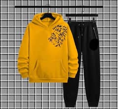 Men's 2 Pcs Fleece Graphic Sublimation Hoodie Track Suit - Yellow