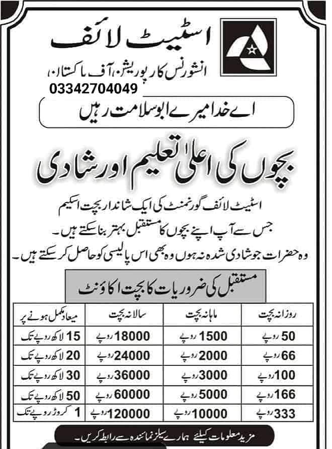 State life Insurance Corporation of Pakistan 03234241354 3