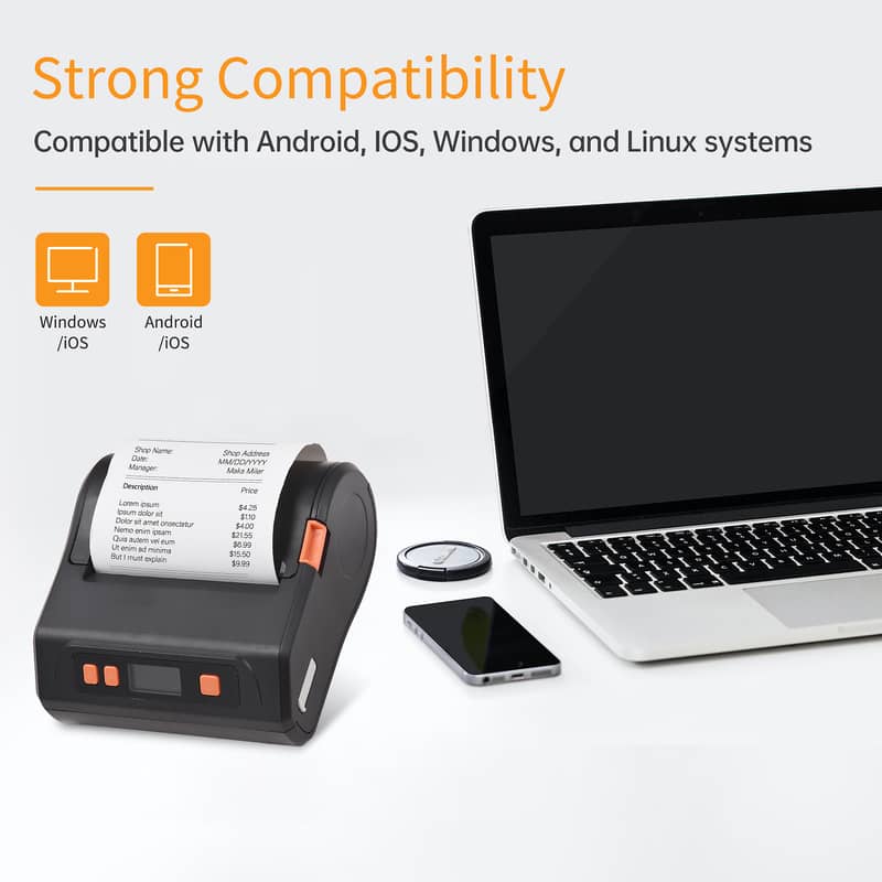 Portable Mm Receipt Label Printer Bluetooth Mobile Bill Printer Printing Machines