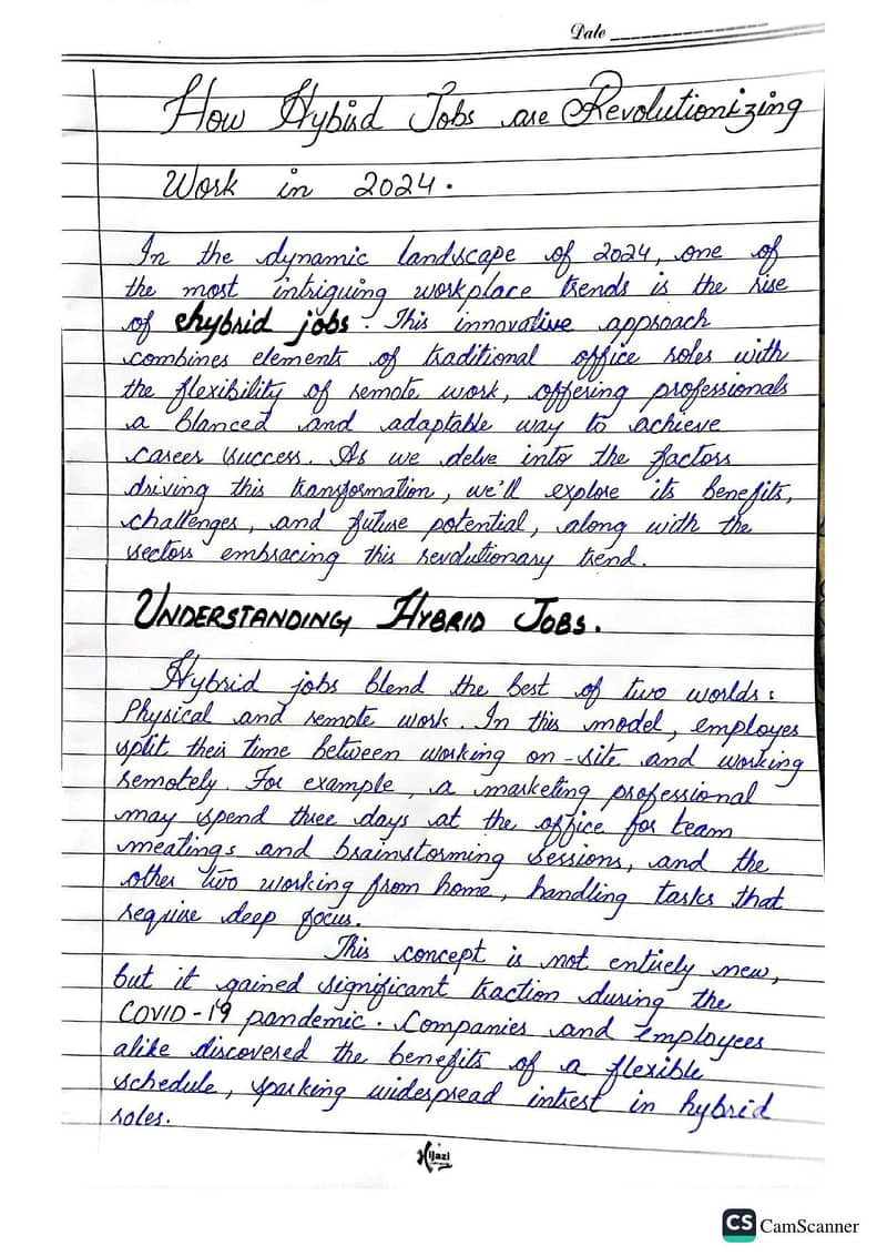 Handwriting Assignment Work 1