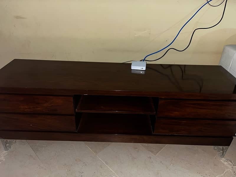 tv console of solid wood with four drawer compartment 1