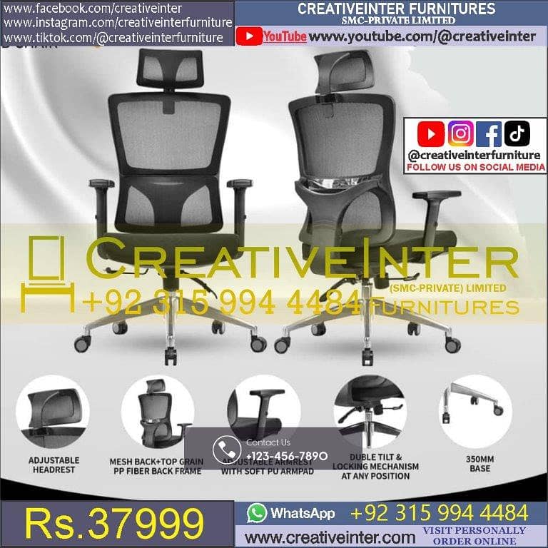 Office recliner chair table mesh Manager workstation revoling rolling 2