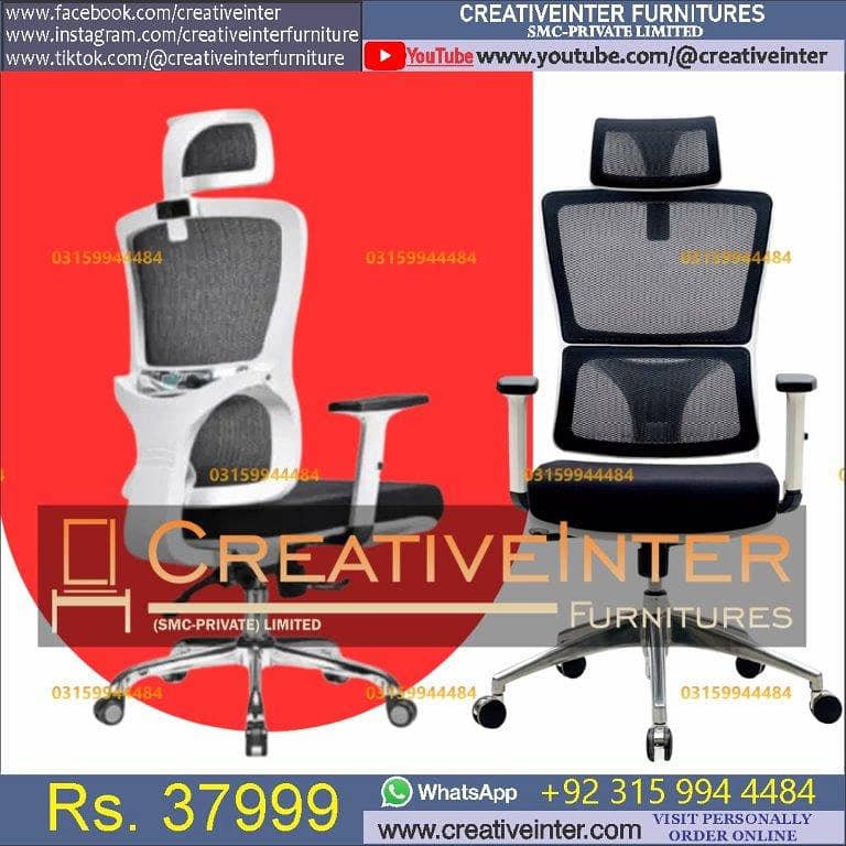 Office recliner chair table mesh Manager workstation revoling rolling 3