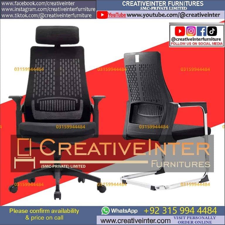 Office recliner chair table mesh Manager workstation revoling rolling 8