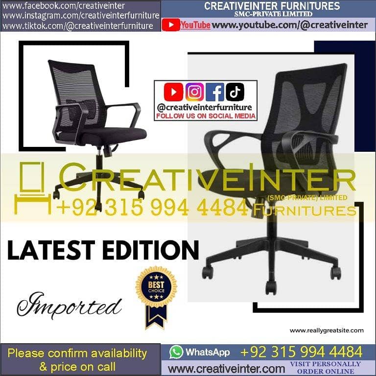 Office recliner chair table mesh Manager workstation revoling rolling 14