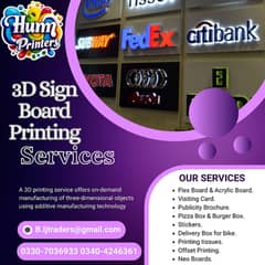 3D Sign Board / Sign Board / 3D Backlite sign Board/ Visiting Card.