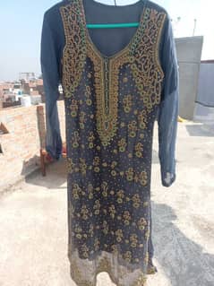 Embroidered fancy  grey colour frok