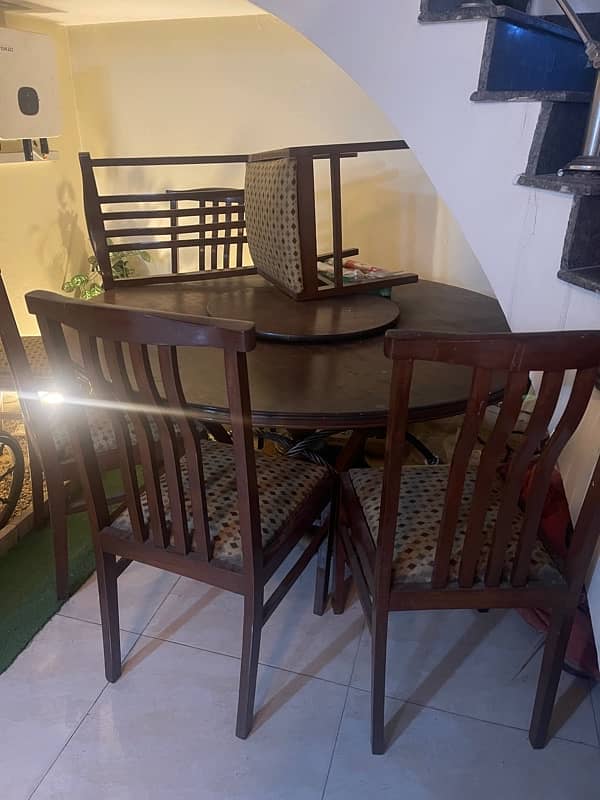 wooden dining table  with revolving top 3