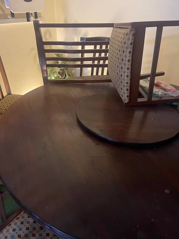 wooden dining table  with revolving top 4