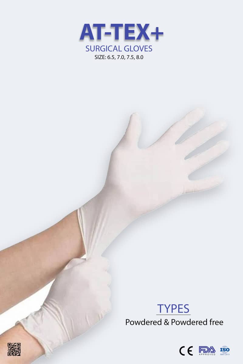 AT-TEX+ Surgical Gloves | Size: 6.5 - 8.0, Powdrd & Pwdr Free Imported 0