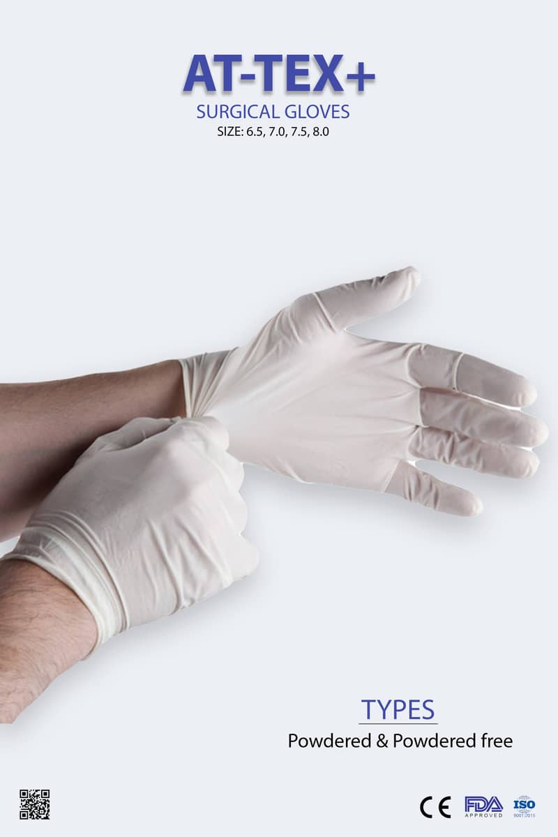 AT-TEX+ Surgical Gloves | Size: 6.5 - 8.0, Powdrd & Pwdr Free Imported 2