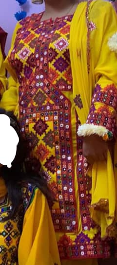 Large size balochi stitched dress