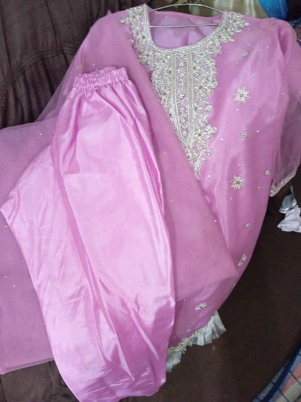 Full hand work suit with trouser and dupatta. 0