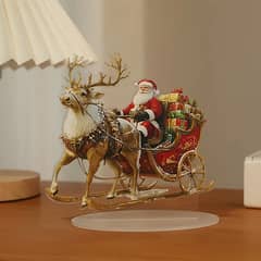 Christmas Sleigh Decor with Santa & Reindeer