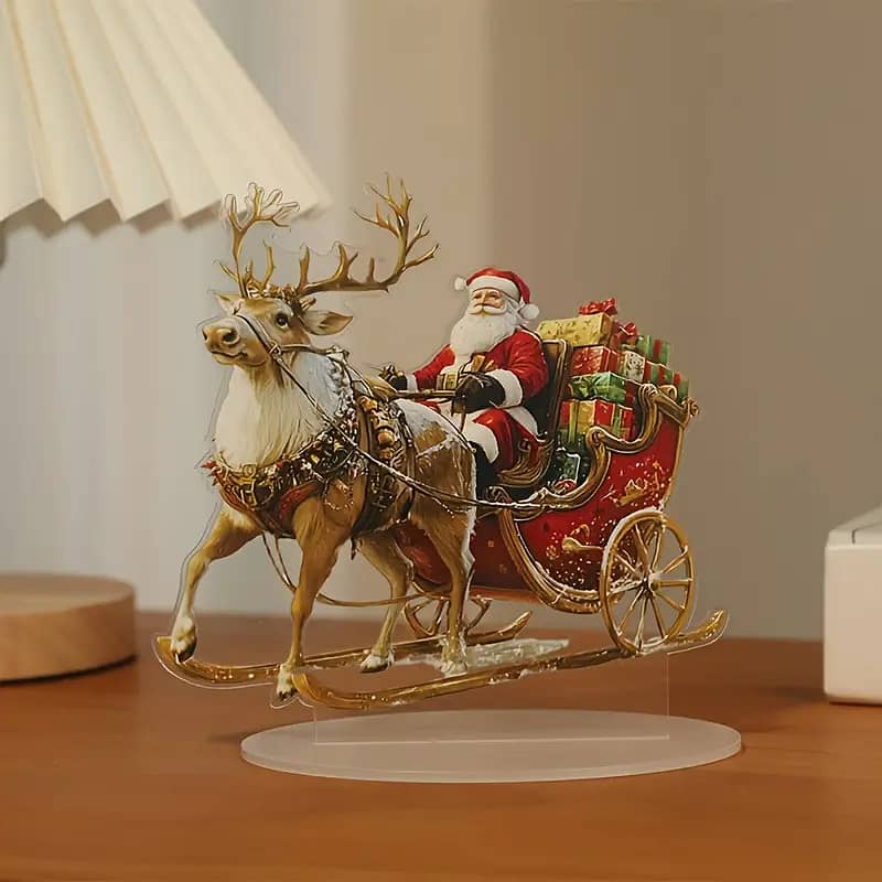 Christmas Sleigh Decor with Santa & Reindeer 0