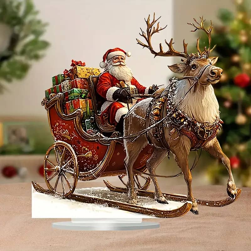 Christmas Sleigh Decor with Santa & Reindeer 2