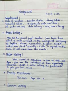 Handwriting Assignment work