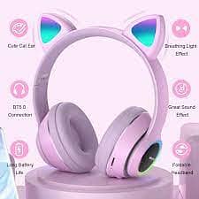 Cat Headphone Wireless Glowing Cute Cat Headset for GirlsLED Light Up