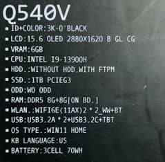 Asus Creater Laptop ( Core i9 13th Gen )