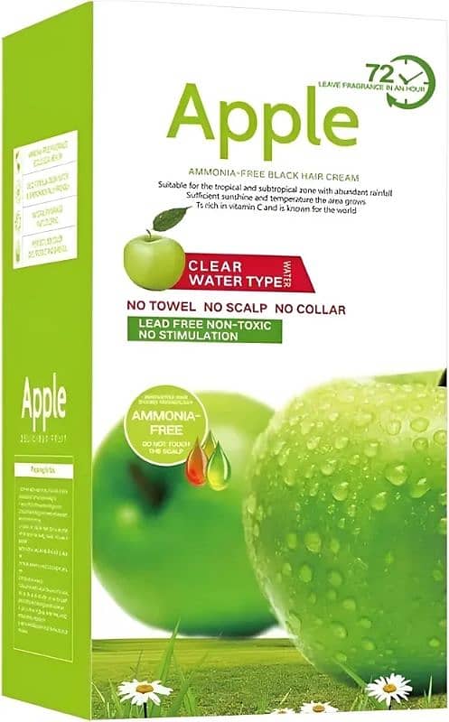 Apple Ammonia-Free Black Hair Cream 100% Organic (Apple 72) pack of 2 7