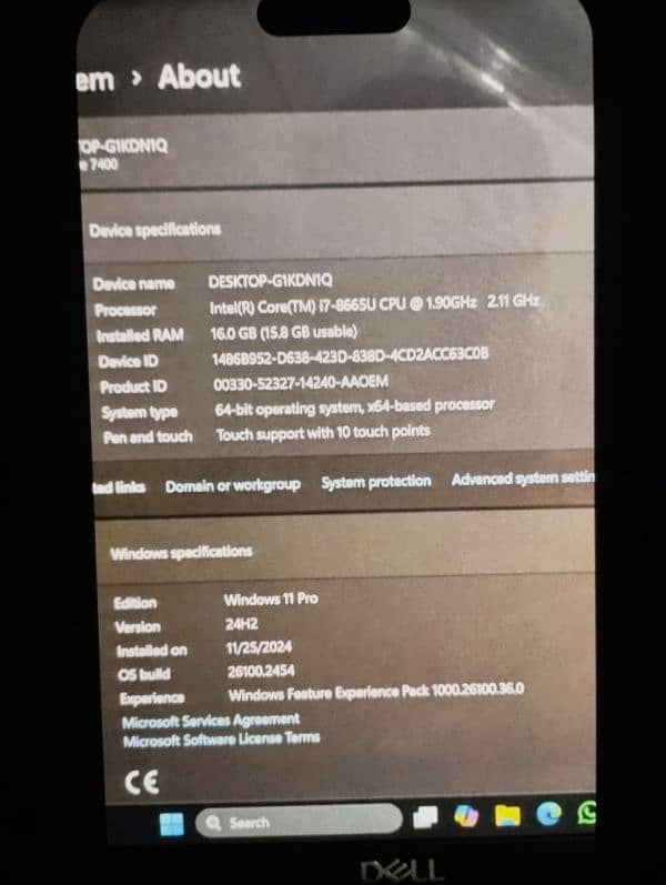 Dell i7 8th Gen 16/256 ssd 2