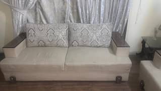 7 seater sofa off-white colour with wooden touch