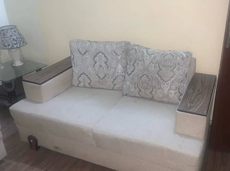 7 seater sofa off-white colour with wooden touch 1