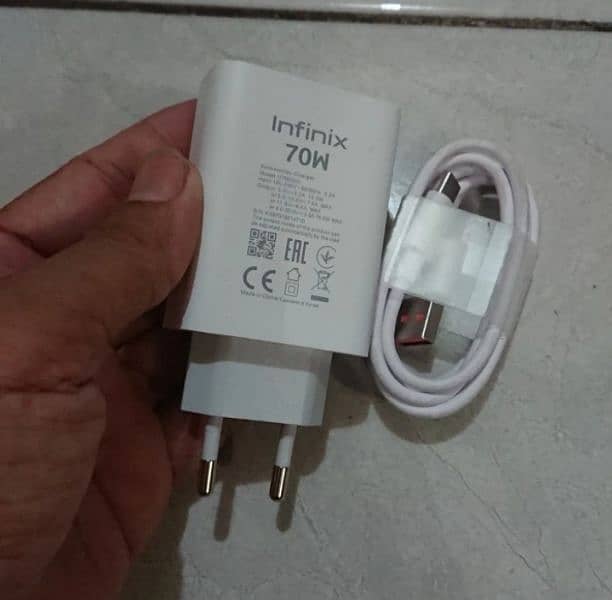 Infinix 70watt original box plugged charger 03234806676 3