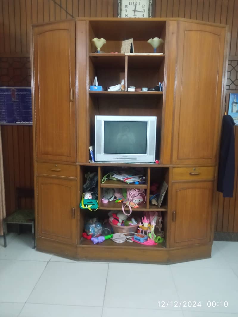 Wooden wardrobe with shelves 0