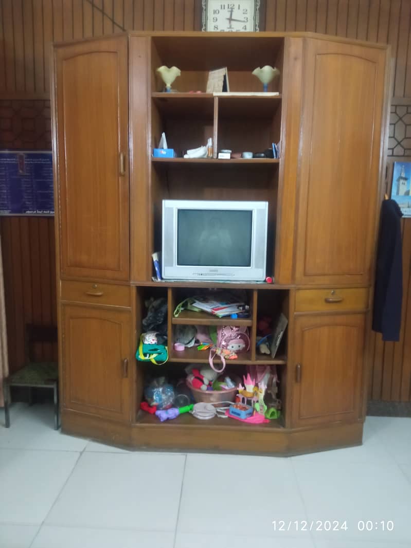 Wooden wardrobe with shelves 1