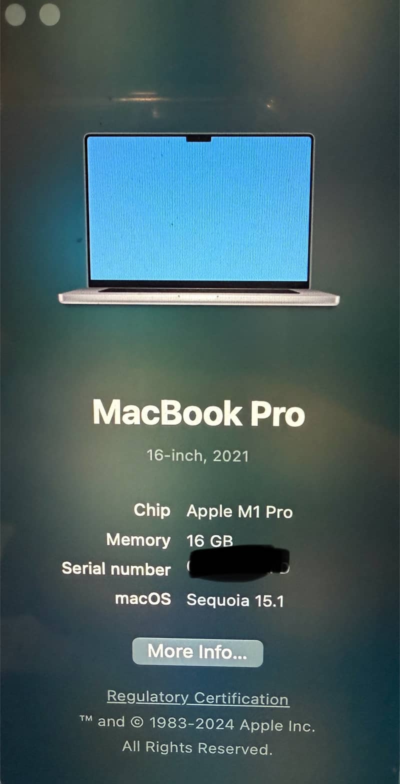 MacBook Pro 16 inches M1 Pro chip 16/512GB 1