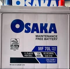 Battery Car Battery OSAKA MF 70 Dry Maintenance Free.